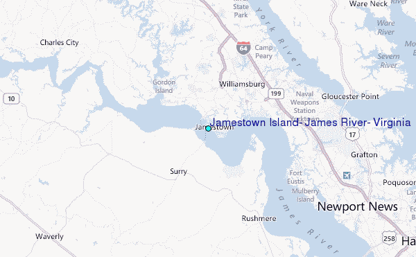 Jamestown Island, James River, Virginia Tide Station Location Map