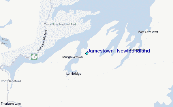 Jamestown, Newfoundland Tide Station Location Map