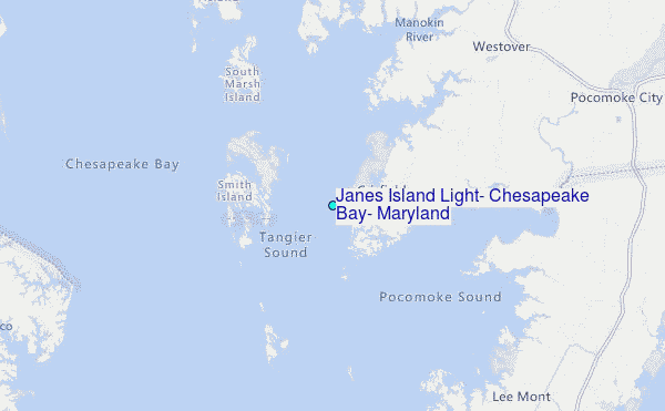 Janes Island Light, Chesapeake Bay, Maryland Tide Station Location Map