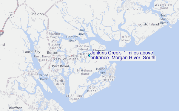 Jenkins Creek, 1 miles above entrance, Morgan River, South Carolina Tide Station Location Map