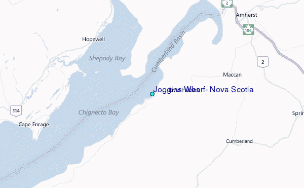 Joggins Wharf, Nova Scotia Tide Station Location Map