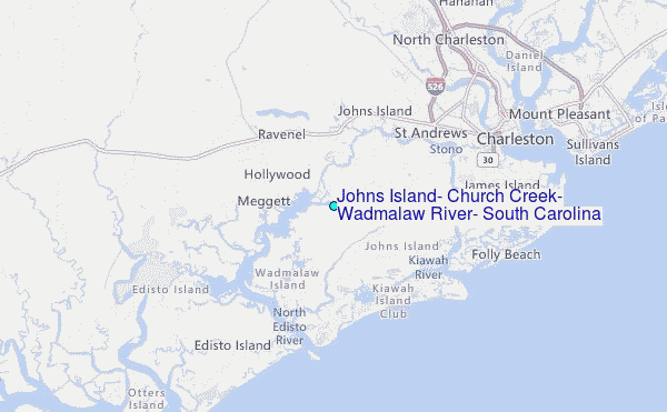 Johns Island, Church Creek, Wadmalaw River, South Carolina Tide Station Location Map