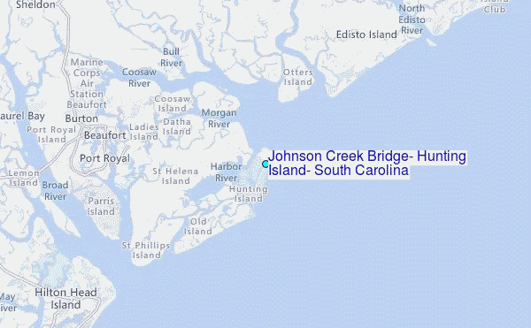 Johnson Creek Bridge, Hunting Island, South Carolina Tide Station Location Map