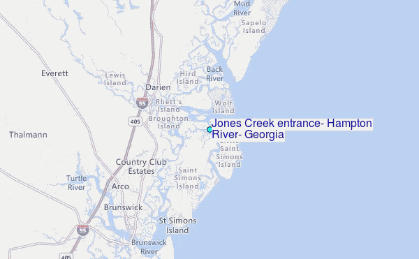 Jones Creek entrance, Hampton River, Georgia Tide Station Location Map