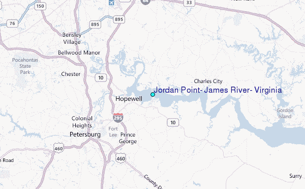 Jordan Point, James River, Virginia Tide Station Location Map