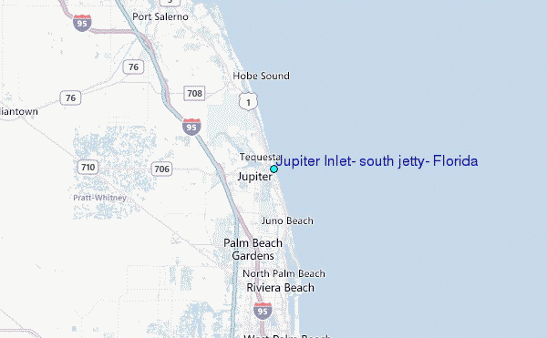Jupiter Inlet, south jetty, Florida Tide Station Location Map