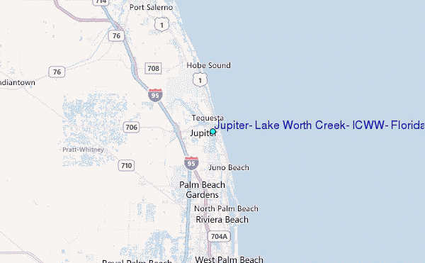 Jupiter, Lake Worth Creek, ICWW, Florida Tide Station Location Map
