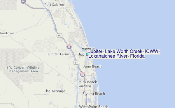 Jupiter, Lake Worth Creek, ICWW, Loxahatchee River, Florida Tide Station Location Map