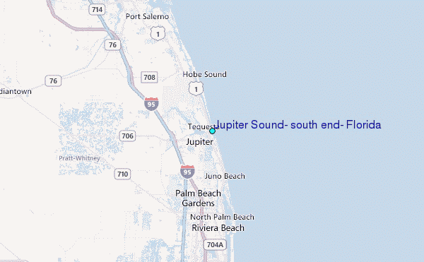 Jupiter Sound, south end, Florida Tide Station Location Map