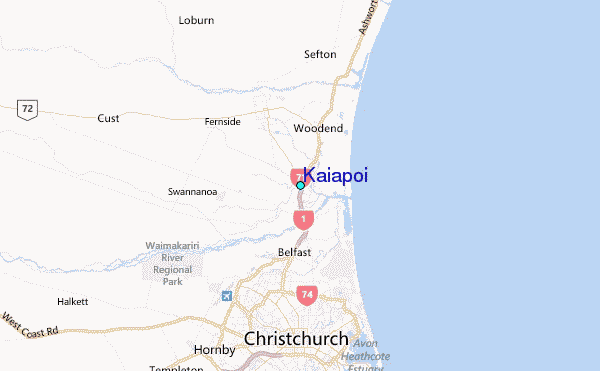 Kaiapoi Tide Station Location Map