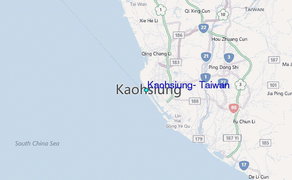 Kaohsiung, Taiwan Tide Station Location Map