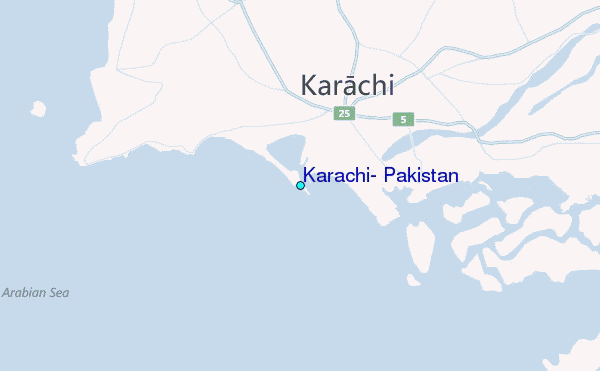 Karachi, Pakistan Tide Station Location Map