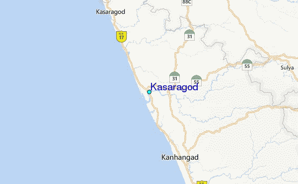 Kasaragod Tide Station Location Map