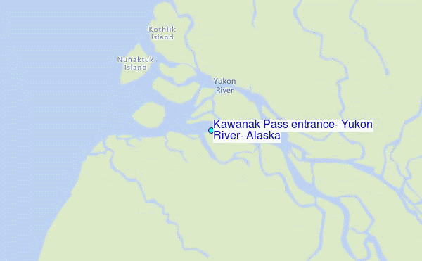 Kawanak Pass entrance, Yukon River, Alaska Tide Station Location Map