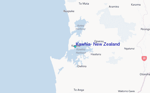 Kawhia, New Zealand Tide Station Location Map