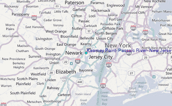 Kearney Point, Passaic River, New Jersey Tide Station Location Map
