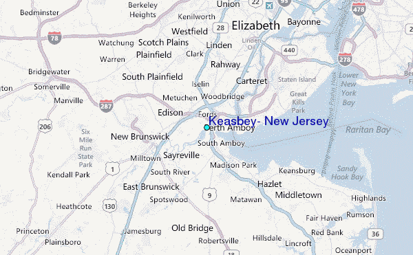 Keasbey, New Jersey Tide Station Location Map