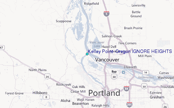 Kelley Point, Oregon IGNORE HEIGHTS Tide Station Location Map