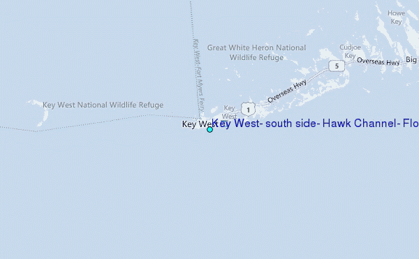 Key West, south side, Hawk Channel, Florida Tide Station Location Map