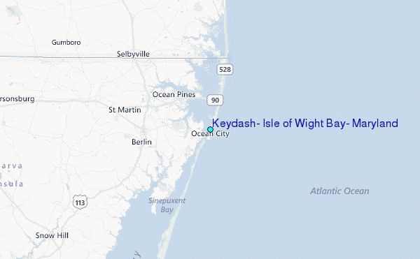 Keydash, Isle of Wight Bay, Maryland Tide Station Location Map