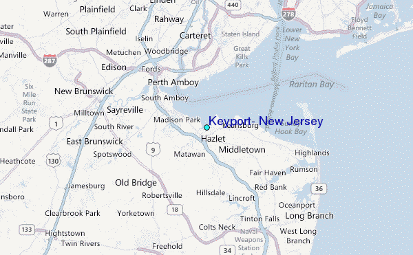 Keyport, New Jersey Tide Station Location Map