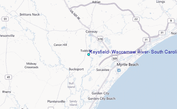 Keysfield, Waccamaw River, South Carolina Tide Station Location Map