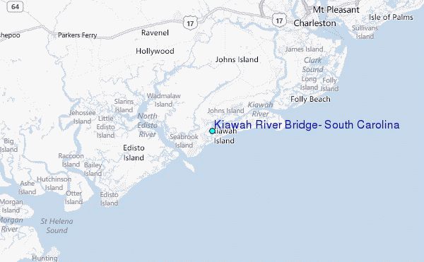 Kiawah River Bridge, South Carolina Tide Station Location Map