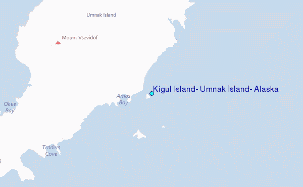 Kigul Island, Umnak Island, Alaska Tide Station Location Map