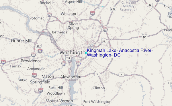 Kingman Lake, Anacostia River, Washington, DC Tide Station Location Map