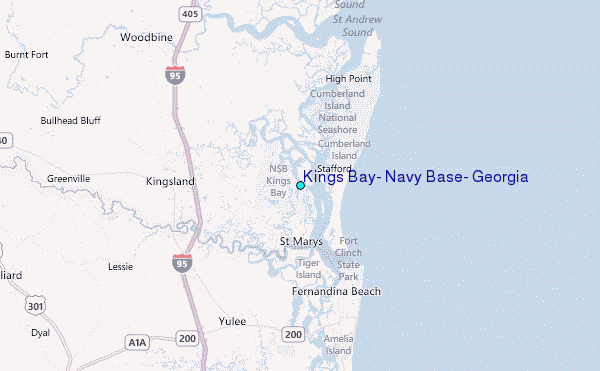 Kings Bay, Navy Base, Georgia Tide Station Location Map