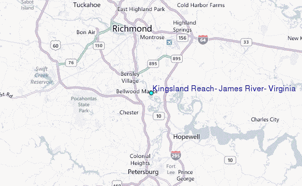 Kingsland Reach, James River, Virginia Tide Station Location Map