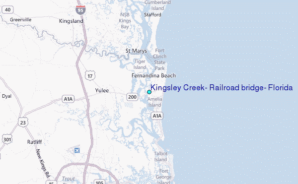 Kingsley Creek, Railroad bridge, Florida Tide Station Location Map