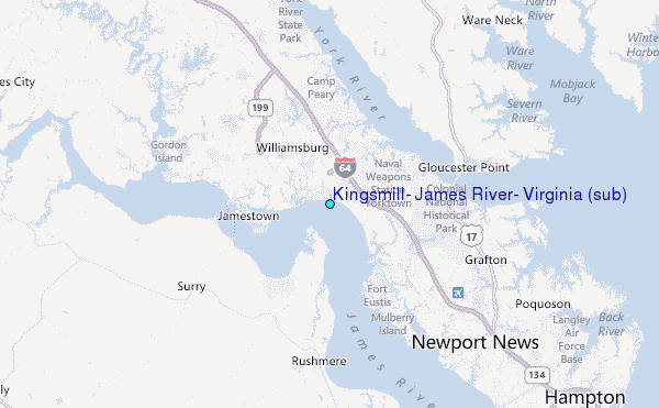 Kingsmill, James River, Virginia (sub) Tide Station Location Map