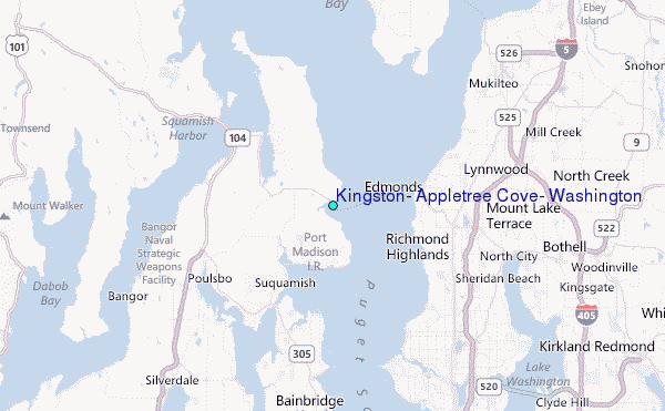 Kingston, Appletree Cove, Washington Tide Station Location Map