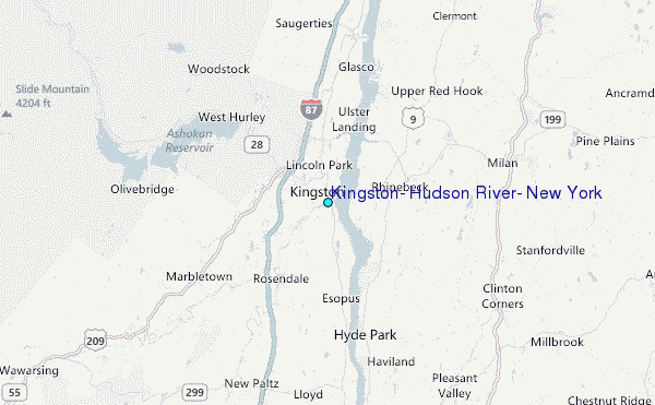 Kingston, Hudson River, New York Tide Station Location Map