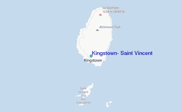 Kingstown, Saint Vincent Tide Station Location Map
