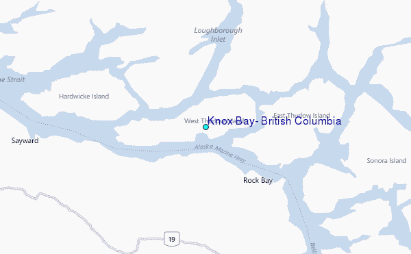 Knox Bay, British Columbia Tide Station Location Map