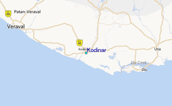 Kodinar Tide Station Location Map
