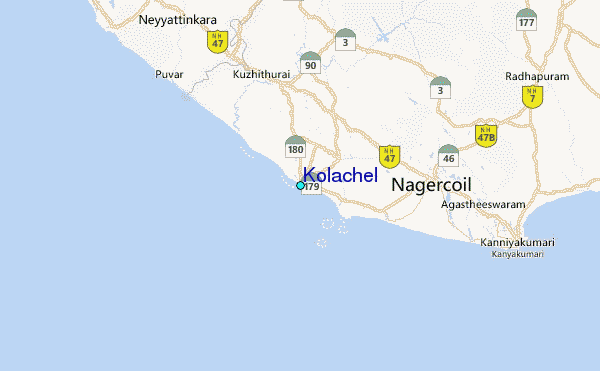 Kolachel Tide Station Location Map
