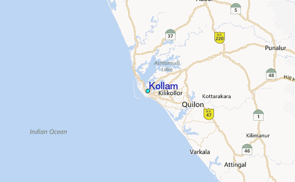 Kollam Tide Station Location Map
