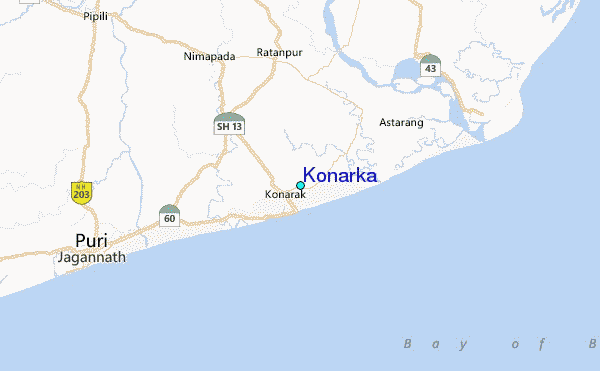 Konarka Tide Station Location Map