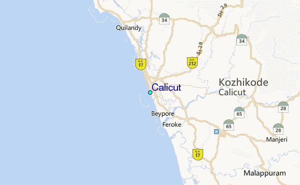 Calicut Tide Station Location Map