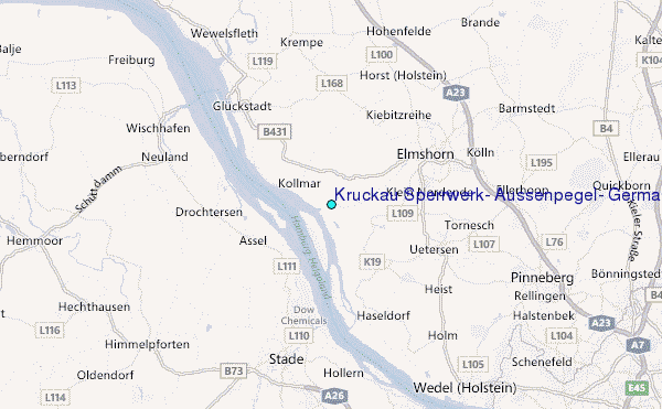 Kruckau Sperrwerk, Aussenpegel, Germany Tide Station Location Map