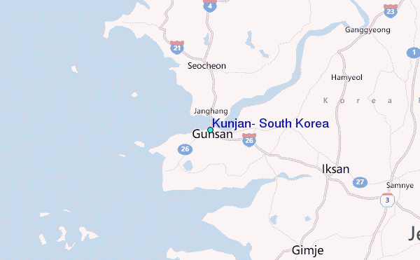 Kunjan, South Korea Tide Station Location Map