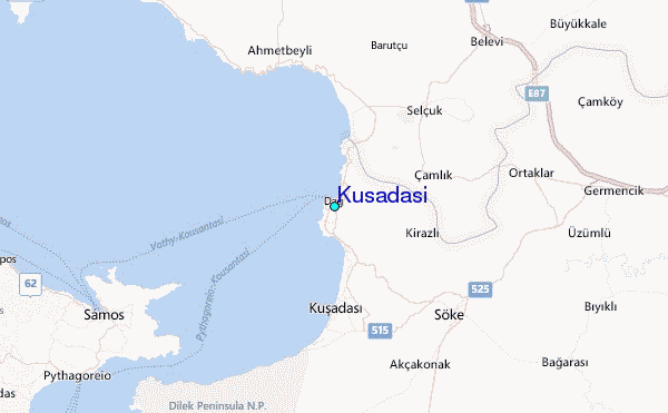 Kusadasi Tide Station Location Map