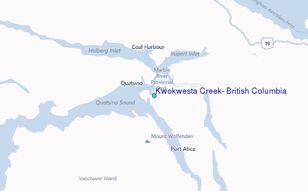 Kwokwesta Creek, British Columbia Tide Station Location Map