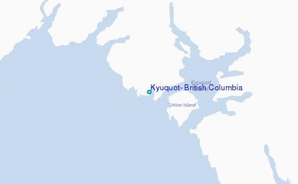 Kyuquot, British Columbia Tide Station Location Map