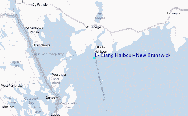 L' Etang Harbour, New Brunswick Tide Station Location Map