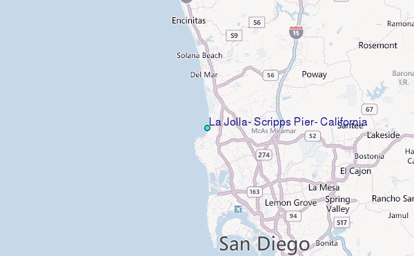 La Jolla, Scripps Pier, California Tide Station Location Map