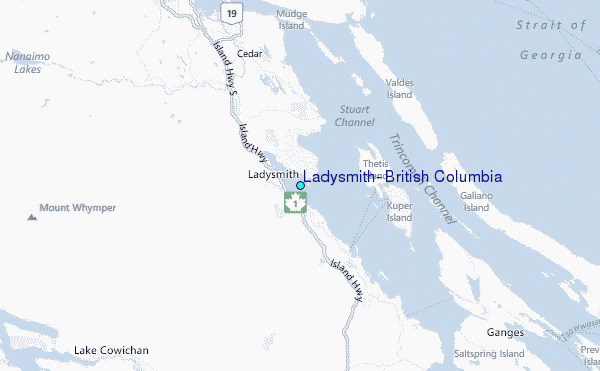 Ladysmith, British Columbia Tide Station Location Map